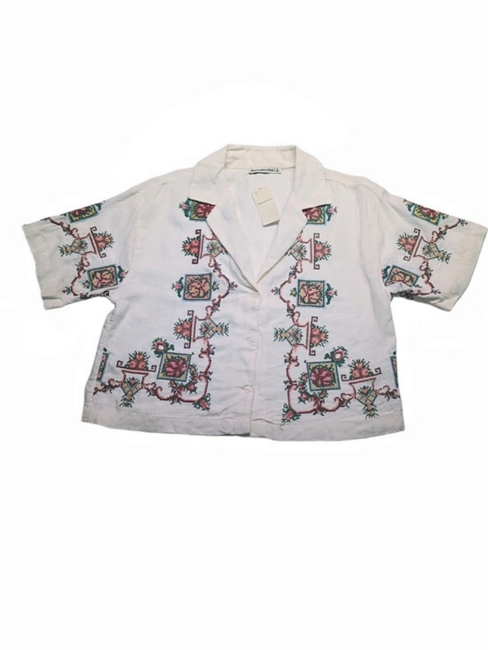 Abercrombie & Fitch Floral Button Down Shirt in White Size Small NWT